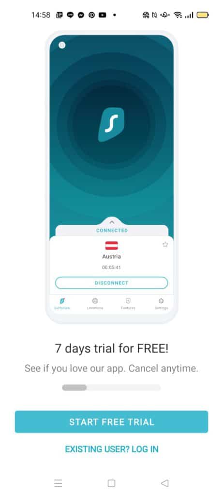 Surfshark Android 连接成功示意